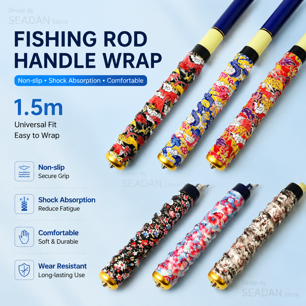 Badminton Grip - 1.5m Floral Dragon Pattern Fishing Rod