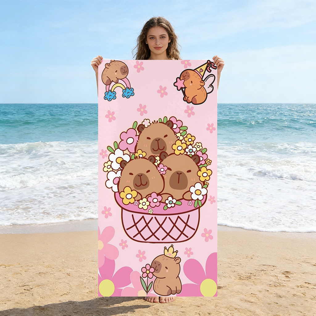 Towel Small Sport - Capybara Cartoon Beach Towel Quick-Drying Small