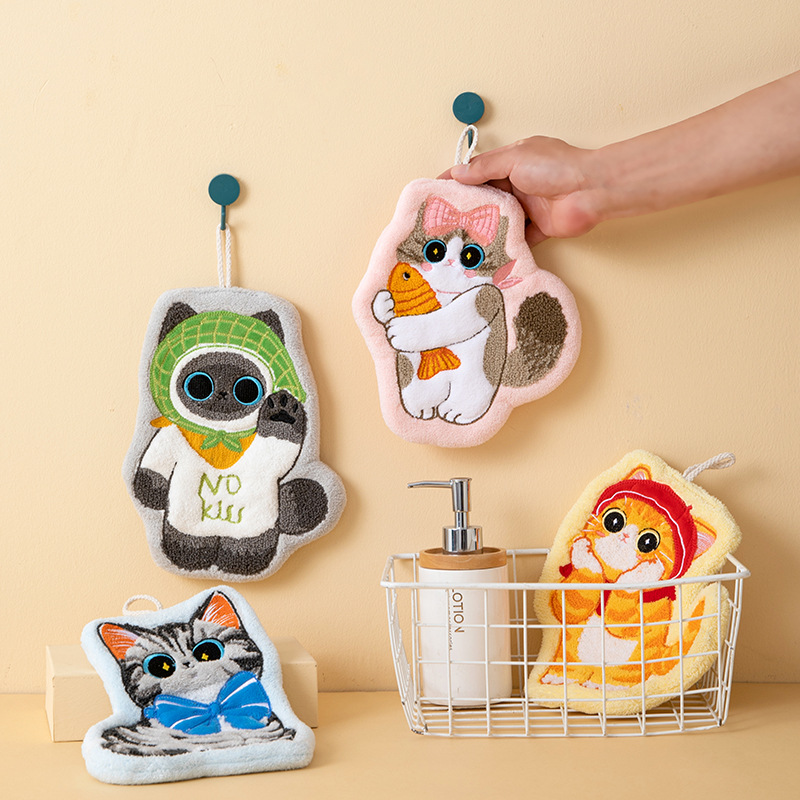 Towel Small Sport - Cute cat hand towel hanging type