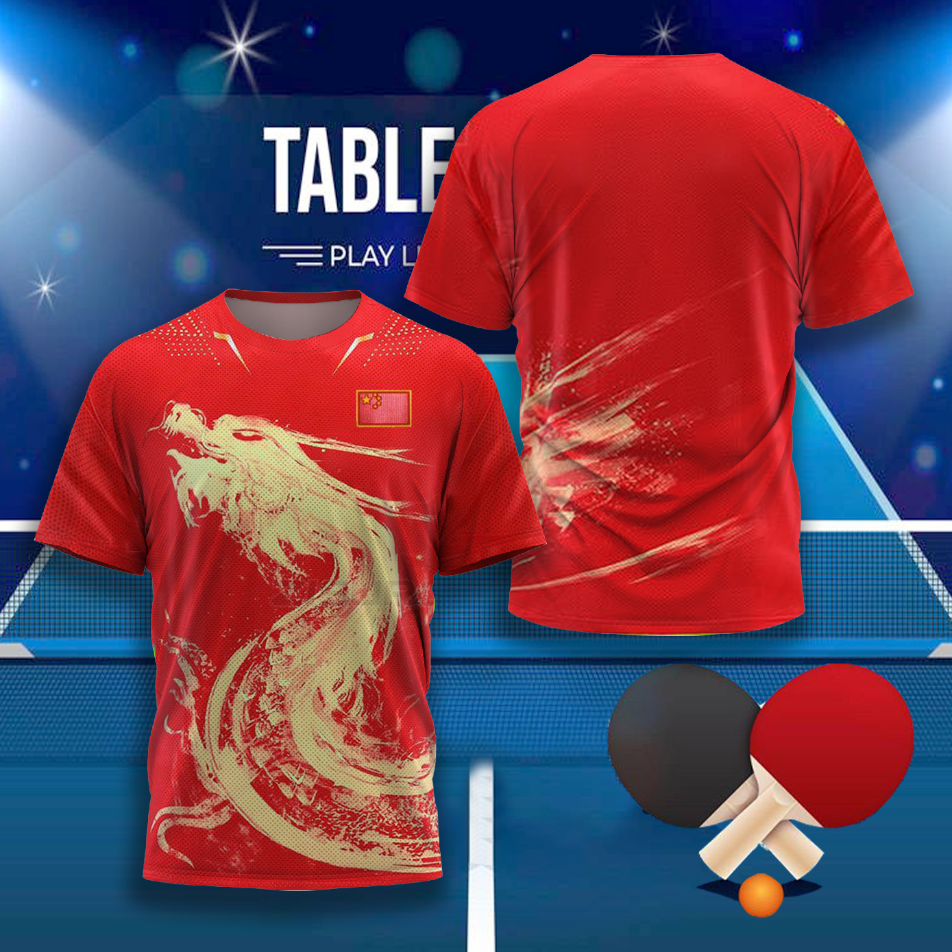 Badminton Center - CHINA Dragon Table Tennis Graphic T