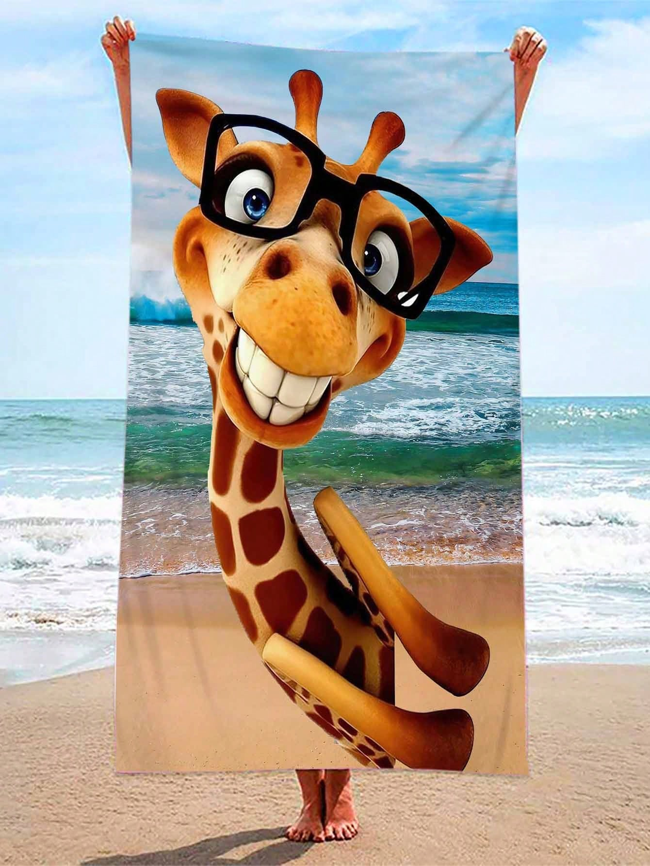 Towel Small Sport - Cartoon Giraffe Beach Towel Quick-Drying Small