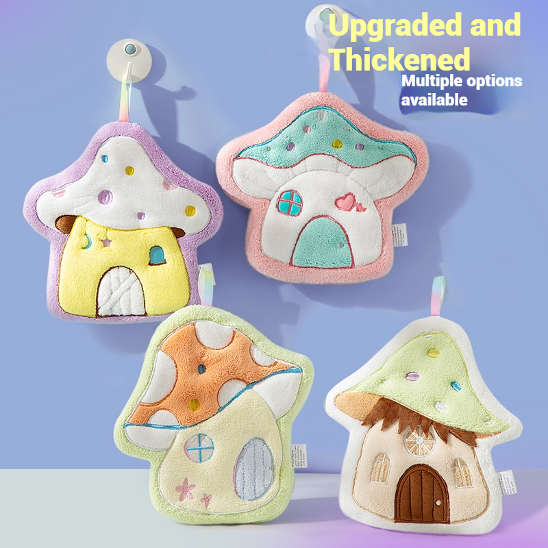 Towel Small Sport - Cartoon Mushroom House Towel Hanging Thick