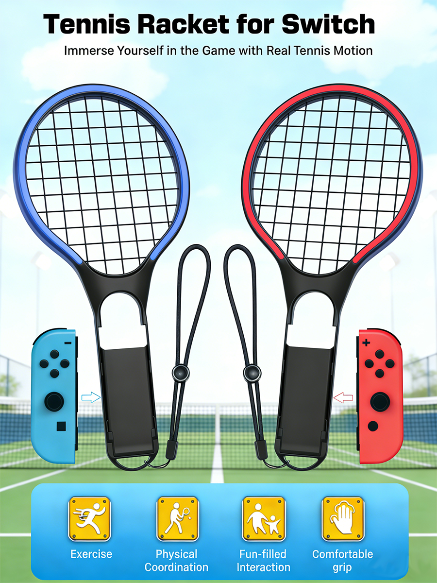 Badminton Grip - 2 Packs Tennis Racket for Nintendo
